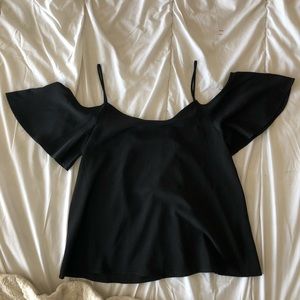 B.P. Black Off-Shoulder Top w/ Crisscross Back